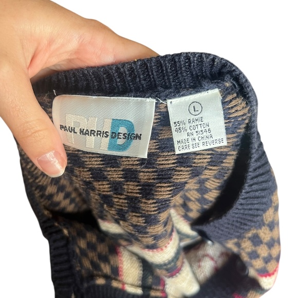 Vintage Paul Harris Designs Floral Knit Sweater Large Cotton-Blend - Picture 2 of 3